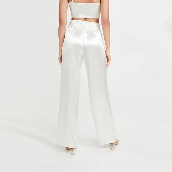 NWT Cinq à Sept ivory shiny wide leg pants, XS - Picture 4 of 16